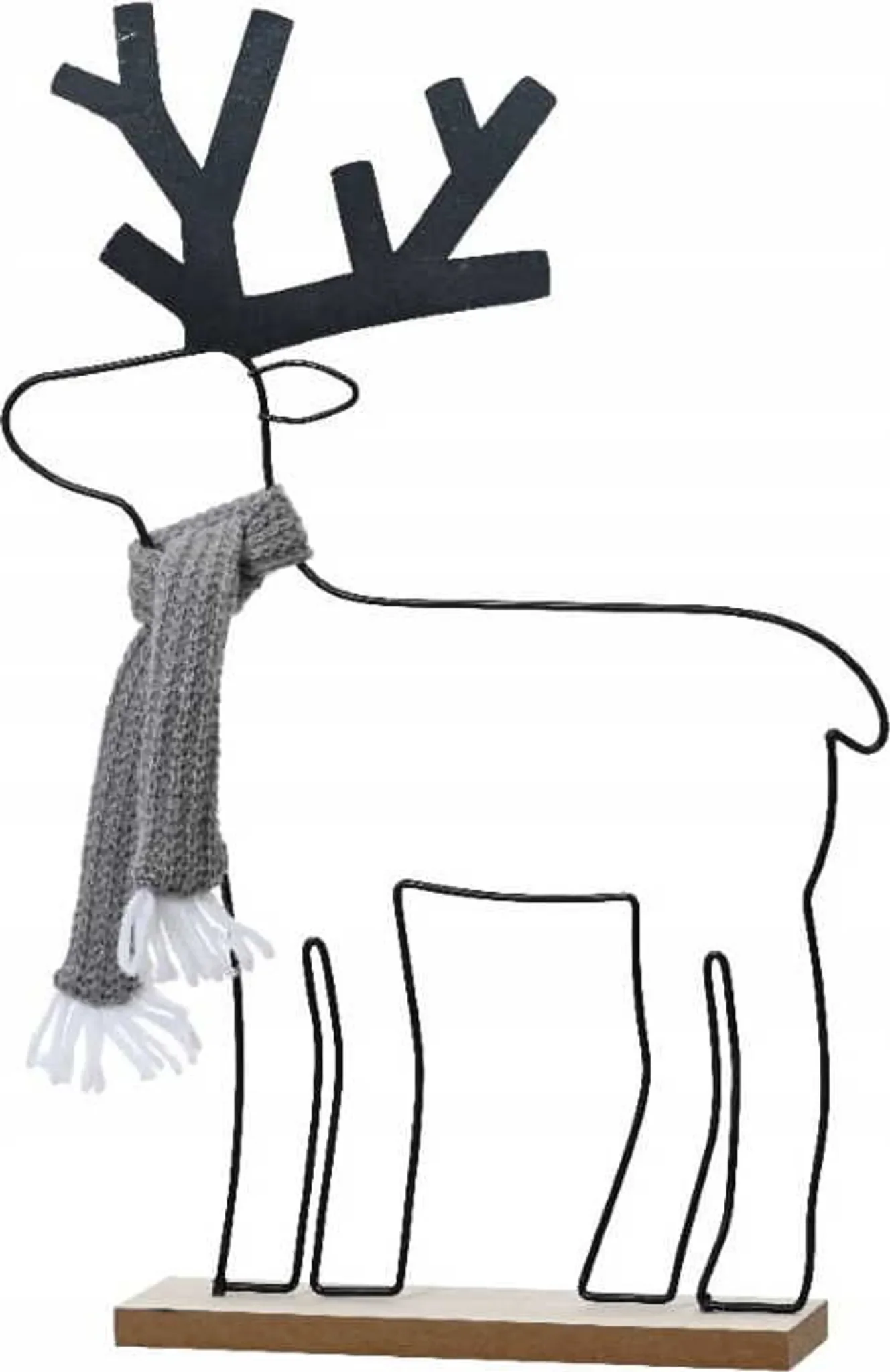 Dekofigur Hirsch mit Schal – Metallaufsteller 29 cm, Schwarz