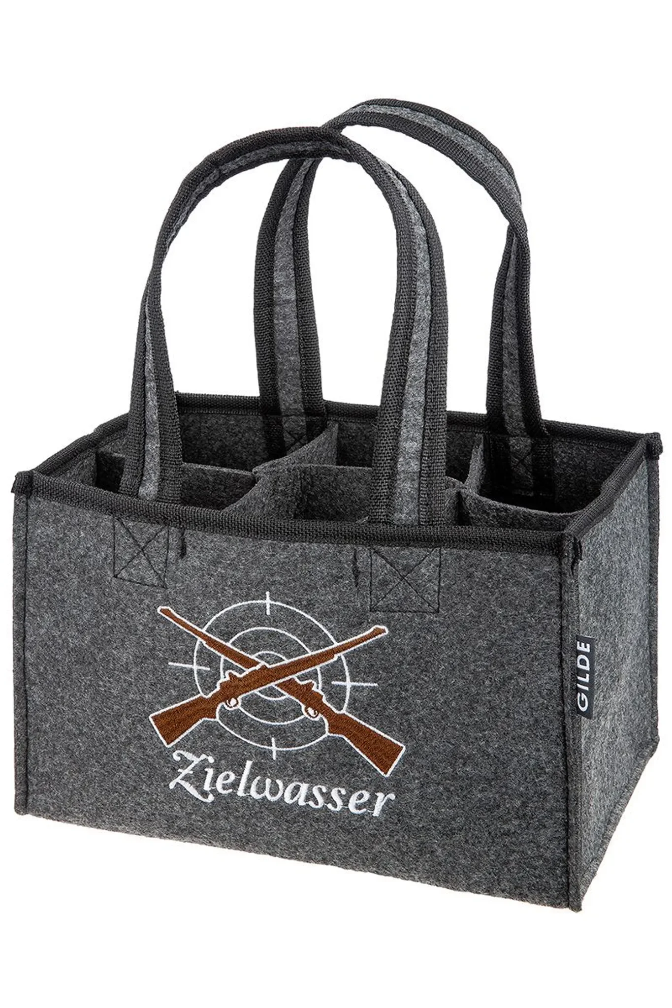 Flaschentasche „Zielwasser“ – Filztasche für 6 Flaschen