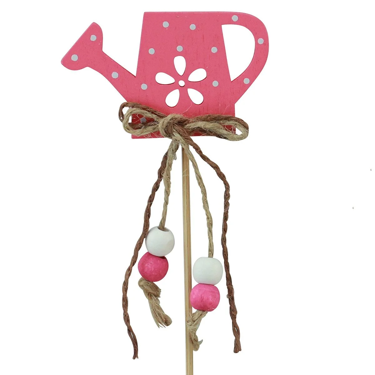 Gepunktete Blumenstecker „Gießkanne“ aus Holz – 10er-Set