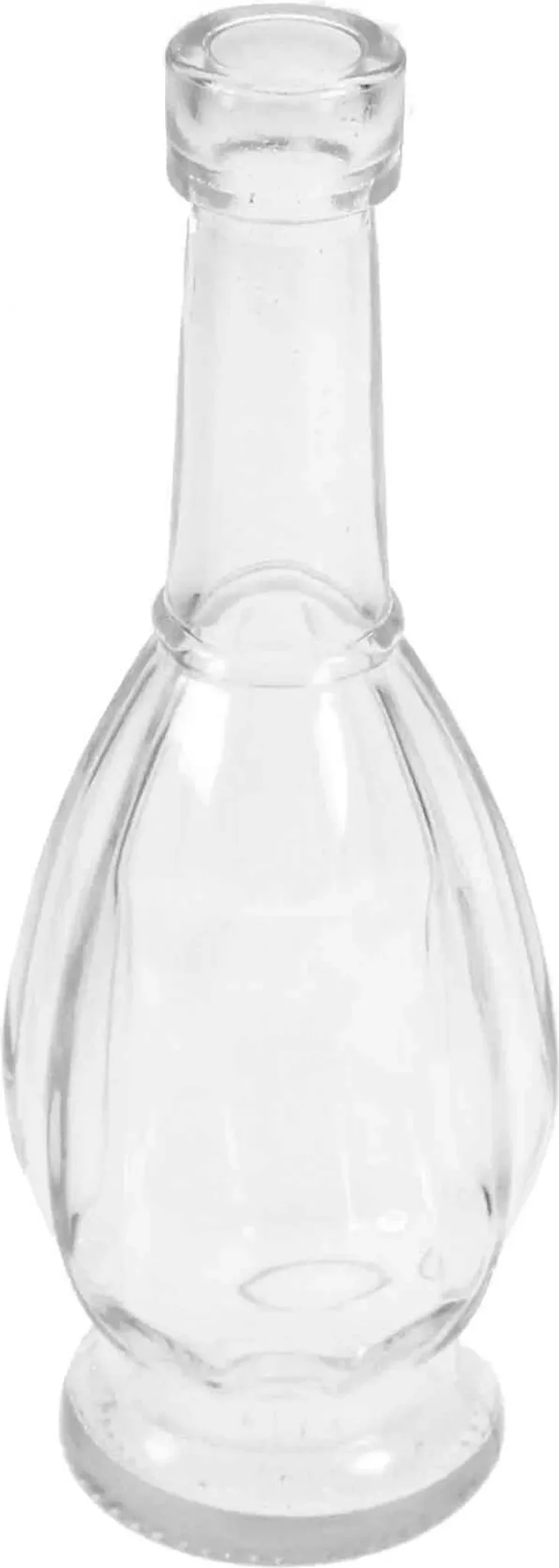Mini-Vase „Olivenform“ – schlanke Glasflasche mit Etikettenfeld, 16,5 cm