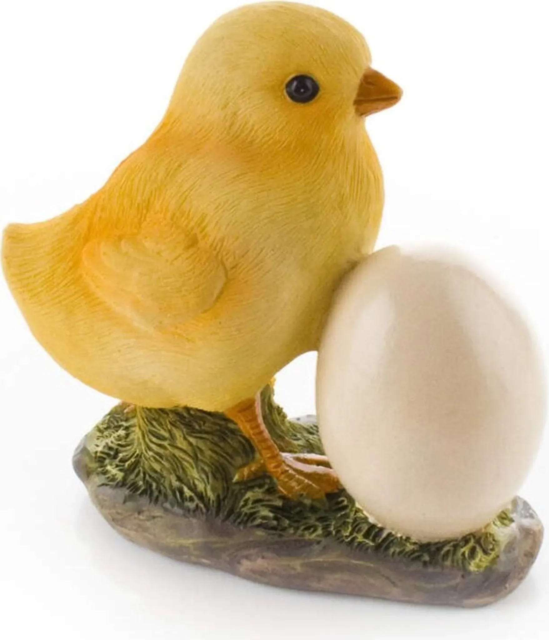 Dekofigur Küken mit Ei – Polyresin, 11,5 cm