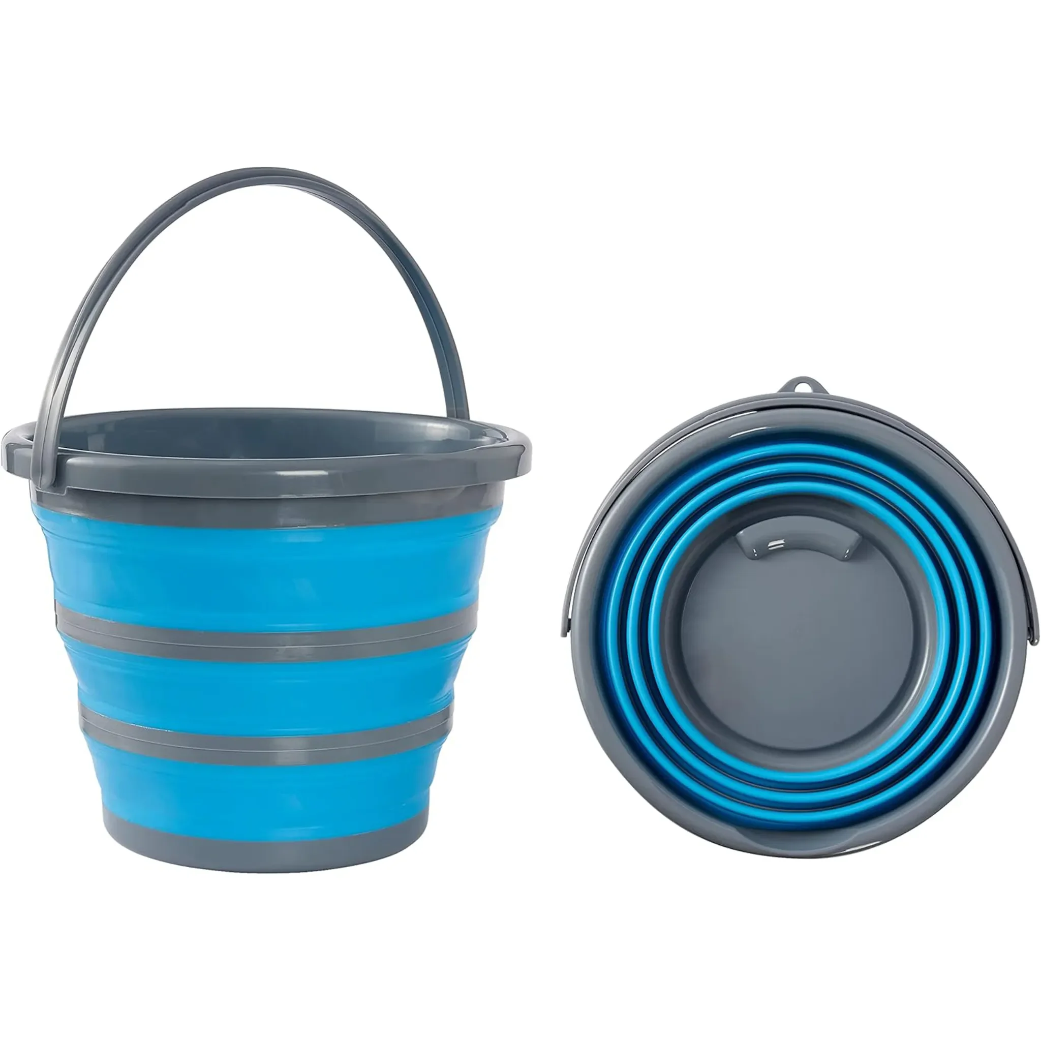 Faltbarer Eimer 10 L – Klappbarer Silikon-Eimer, blau