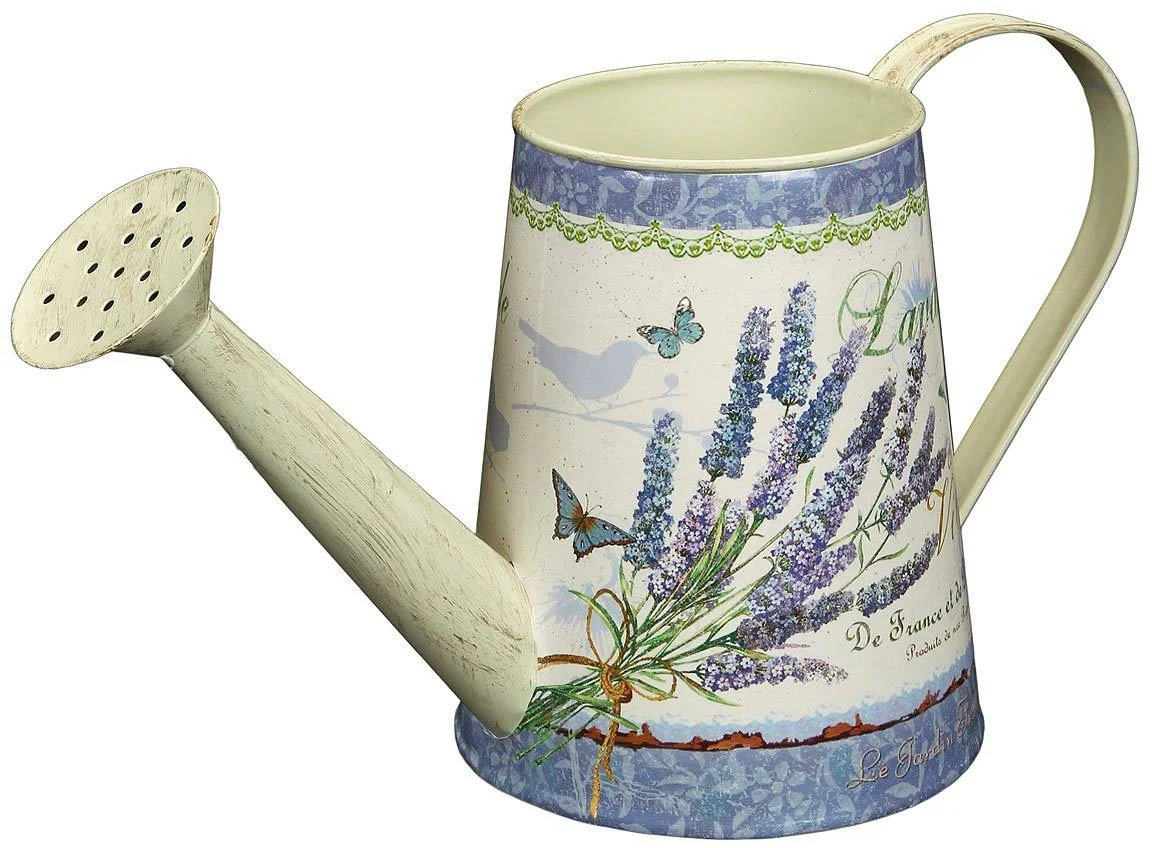 Dekorative Gießkanne „Lavendel“ – Metall, Landhausstil