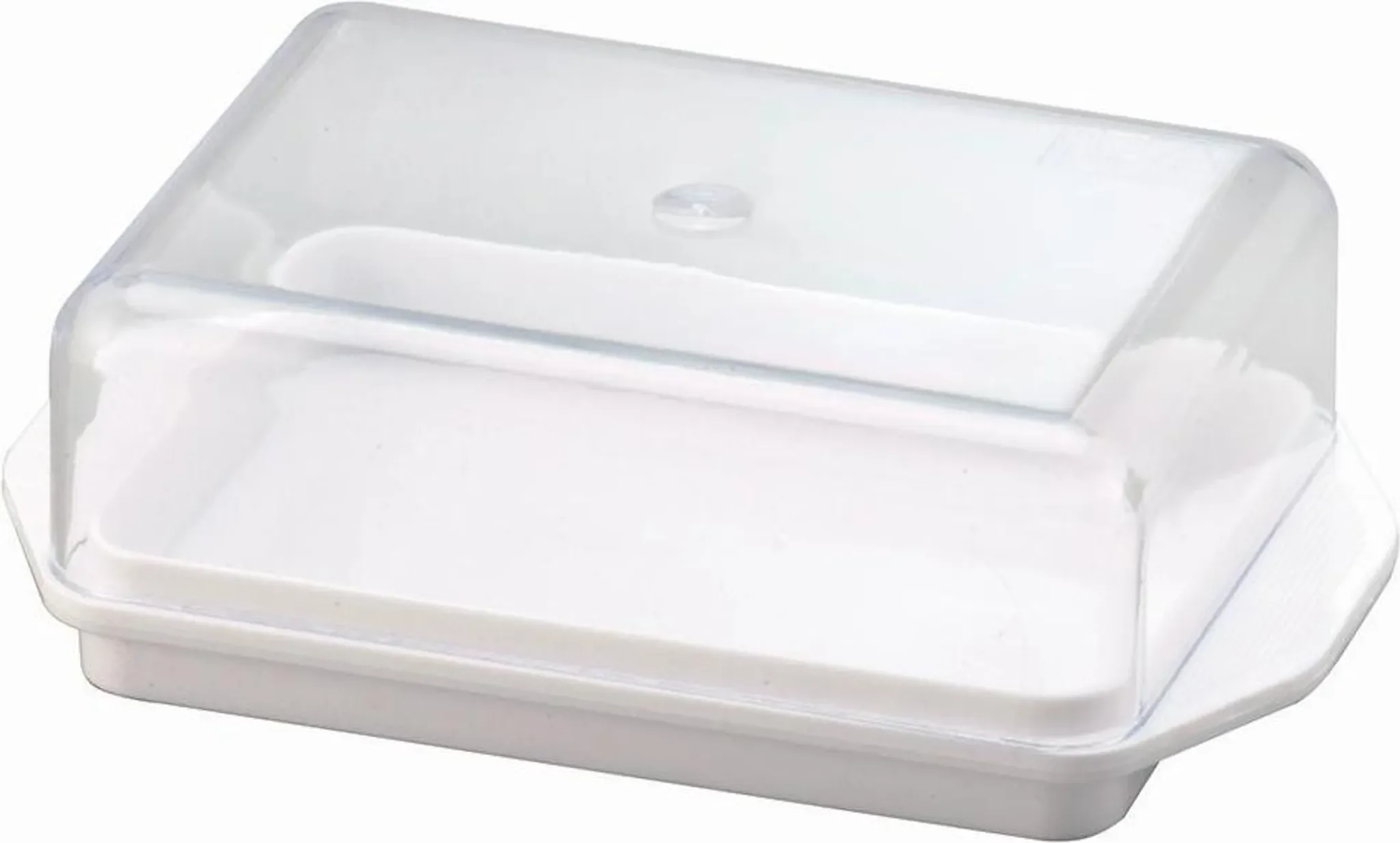 Kühlschrank-Butterdose aus Kunststoff – 250 g, Weiß/Transparent