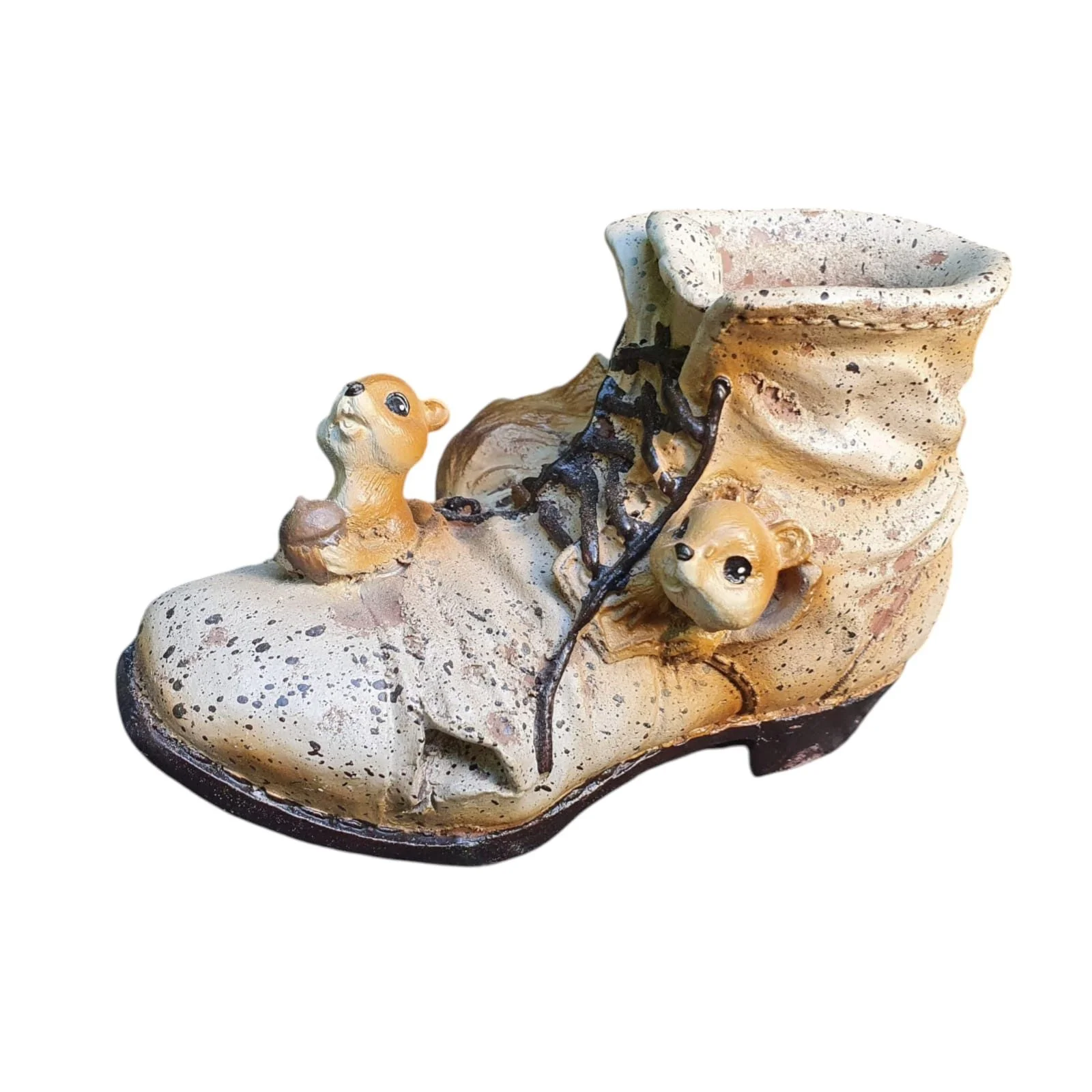 Gartenfigur Pflanzschuh mit Eichhörnchen – bepflanzbar